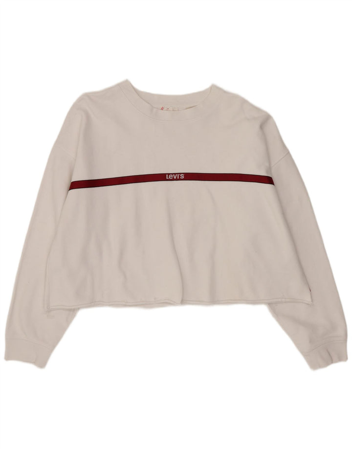 Levi's Sweat-shirt court surdimensionné pour femme UK 14 Large Blanc rayé