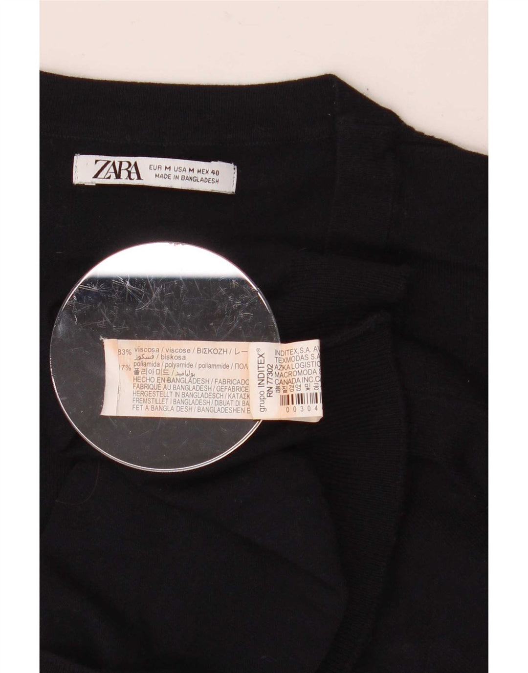 Zara Mens T-Shirt Top Medium Navy Blue Viscose