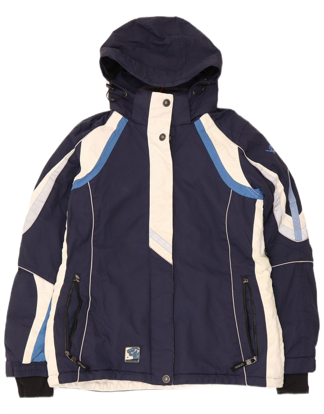 Giacca da sci con cappuccio da donna Iguana EU 40 Medium Blu Navy Colourblock