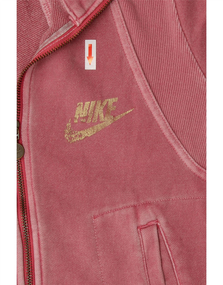 Nike Womens Tracksuit Top Jacket UK 10/12 Medium Pink Cotton