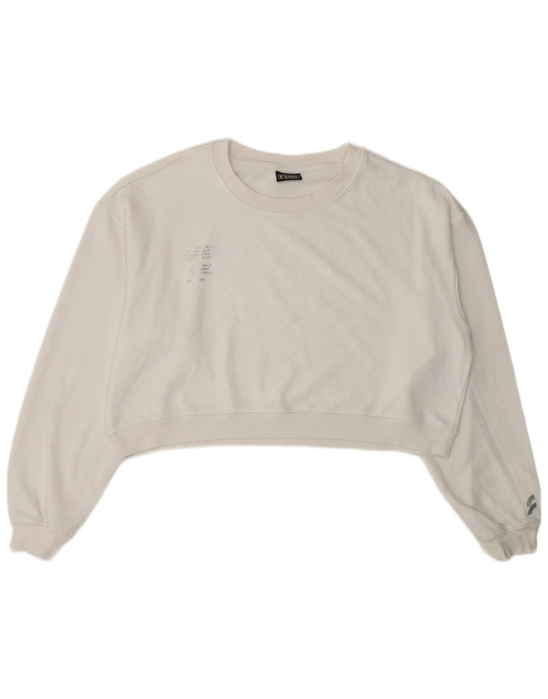 Freddy Womens Crop Oversized Φούτερ Jumper UK 14 Medium White
