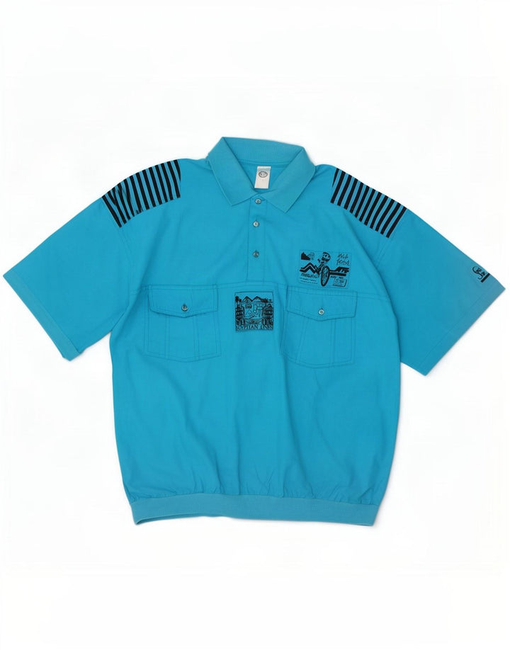 C&A Camicia pullover a maniche corte da uomo grande in cotone blu