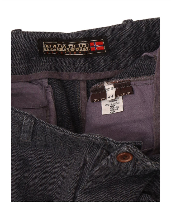 NAPAPIJRI Womens Slim Capri Trousers IT 44 Medium W30 L34 Grey Herringbone