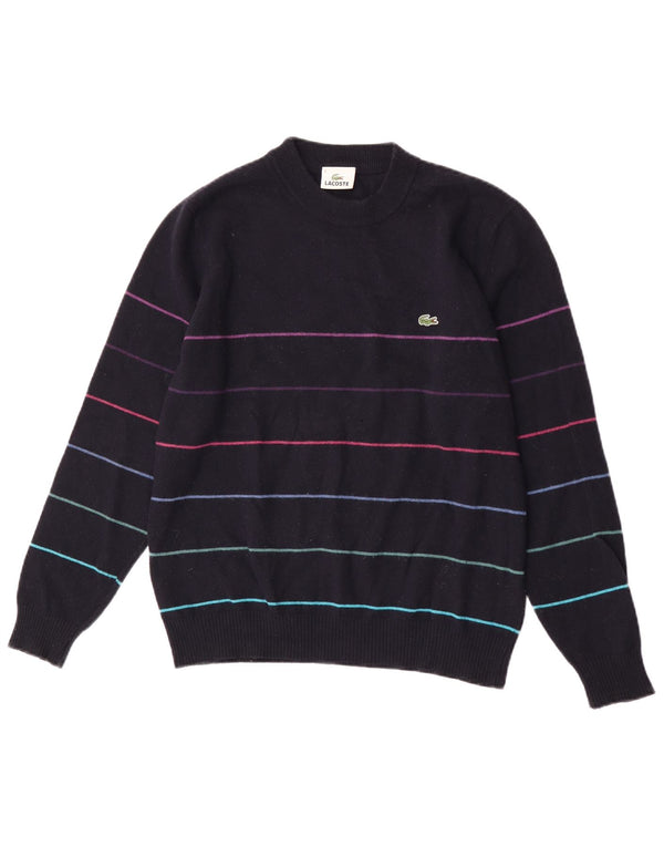 Maglione maglione girocollo da uomo Lacoste taglia 3 piccolo a righe blu navy