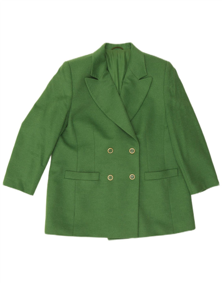 Hucke Womens Double Breasted Blazer Jacket UK 18 XL Green Wool