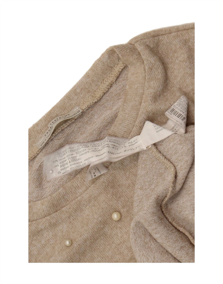 Zara Dame Trafaluc Oversized bluse Top UK 14 Medium Beige Plettet