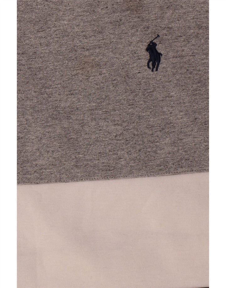 Polo Ralph Lauren Mens Sweatshirt Jumper Large Grey Colourblock Polyester