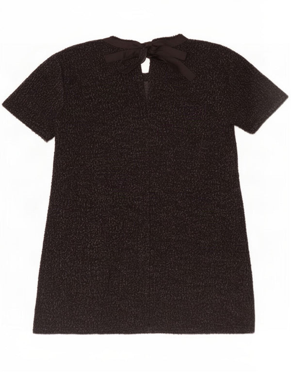 Zara Womens Basic Dress UK 14 Medium Black Flecked Cotton