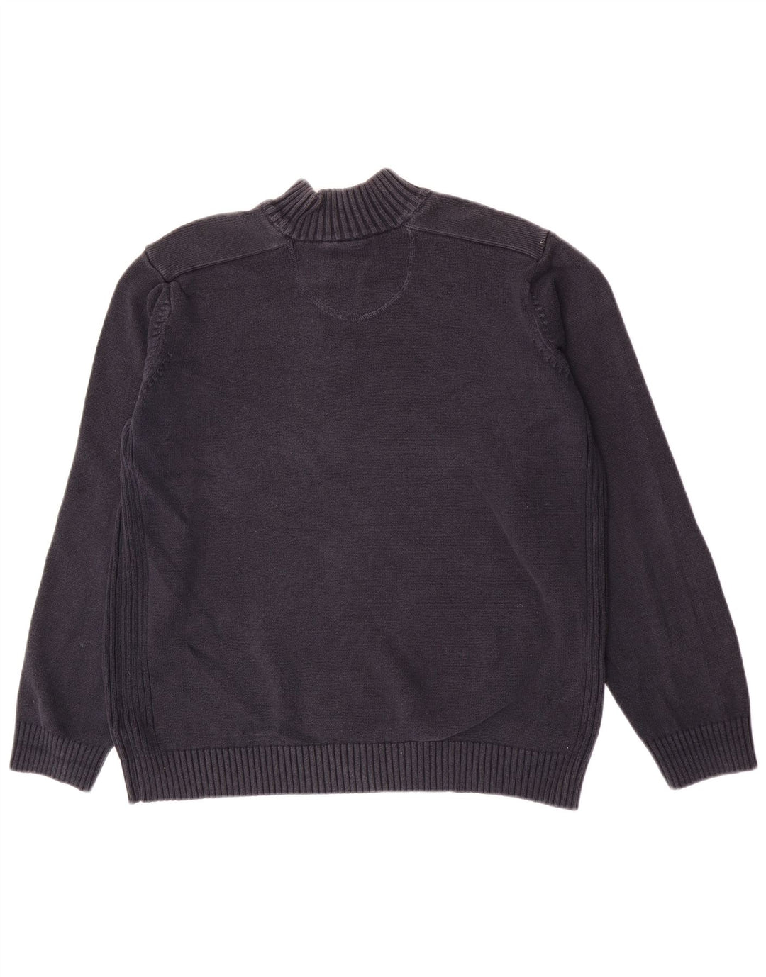 Marks & Spencer Mens Blue Harbour Button Neck Jumper Sweater XL Navy Cotton