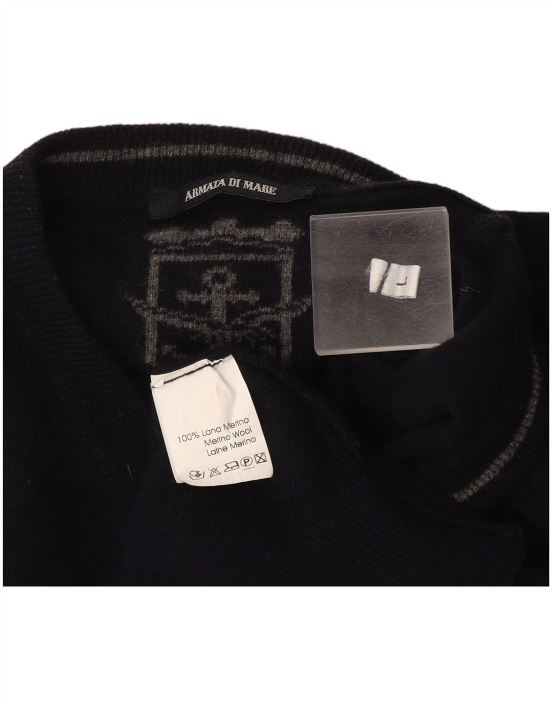 Armata Di Mare Mens V-Neck Jumper Sweater Large Navy Blue Wool