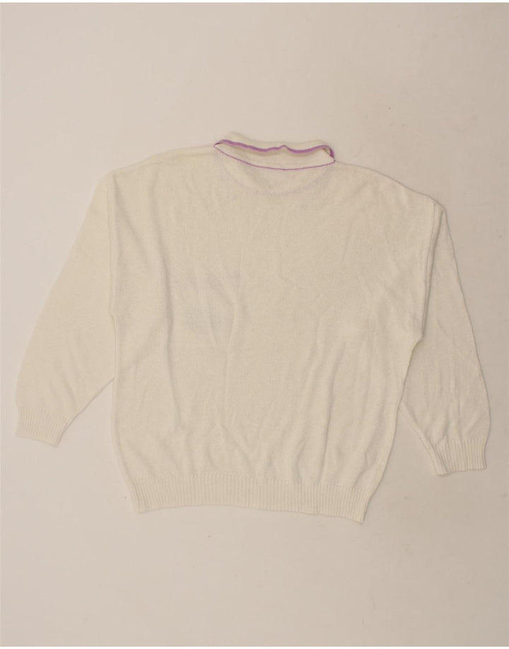 VINTAGE Womens Polo Neck Jumper Sweater IT 52 2XL White Vintage Vintage and Second-Hand Vintage from Messina Hembry 