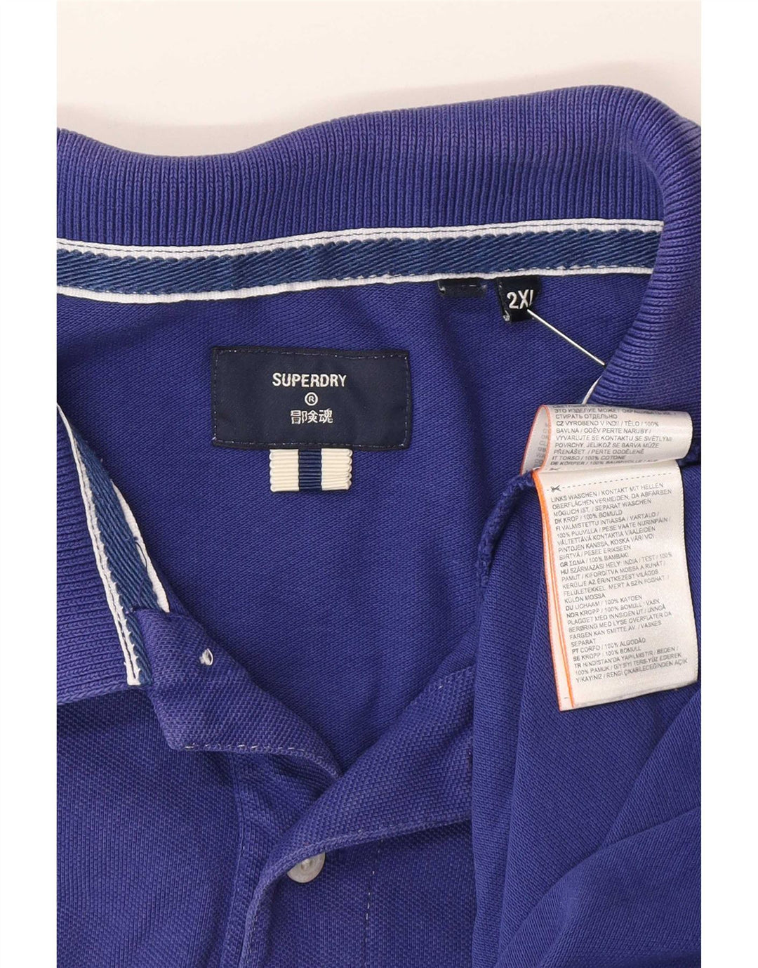 Superdry Mens Polo Shirt 2XL Blue Cotton