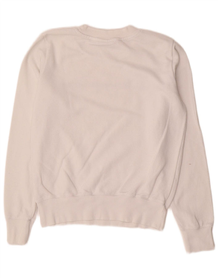 Champion Womens Graphic Sweatshirt Jumper UK 10 Small White Cotton