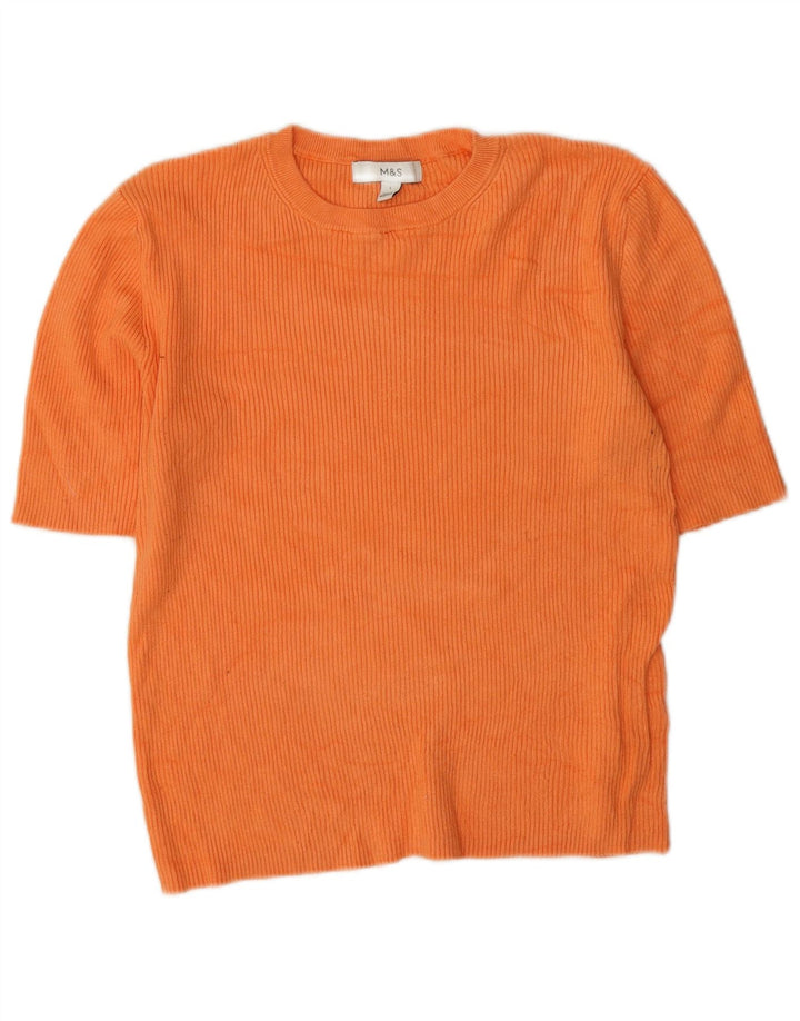 Marks & Spencer Womens T-Shirt Top UK 14 Large Orange Viscose
