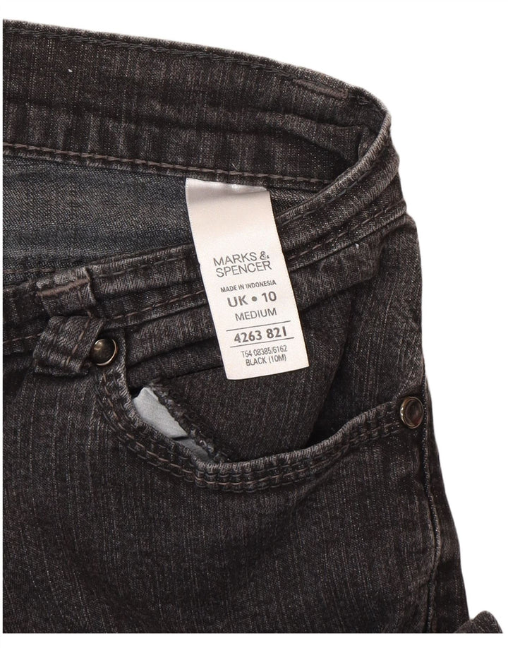 Marks & Spencer Womens Bootcut Jeans UK 10 Small W27 L29 Black Cotton