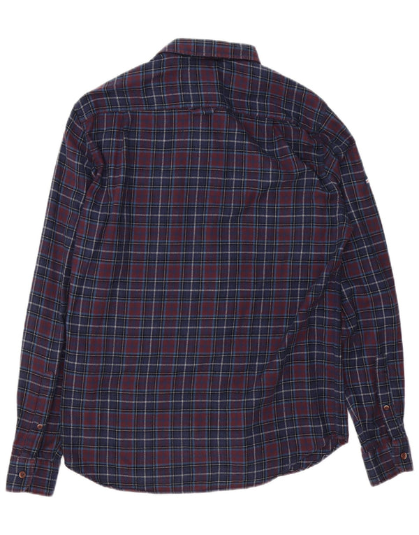 Superdry Mens Regular Fit Flannel Shirt Medium Navy Blue Check Cotton