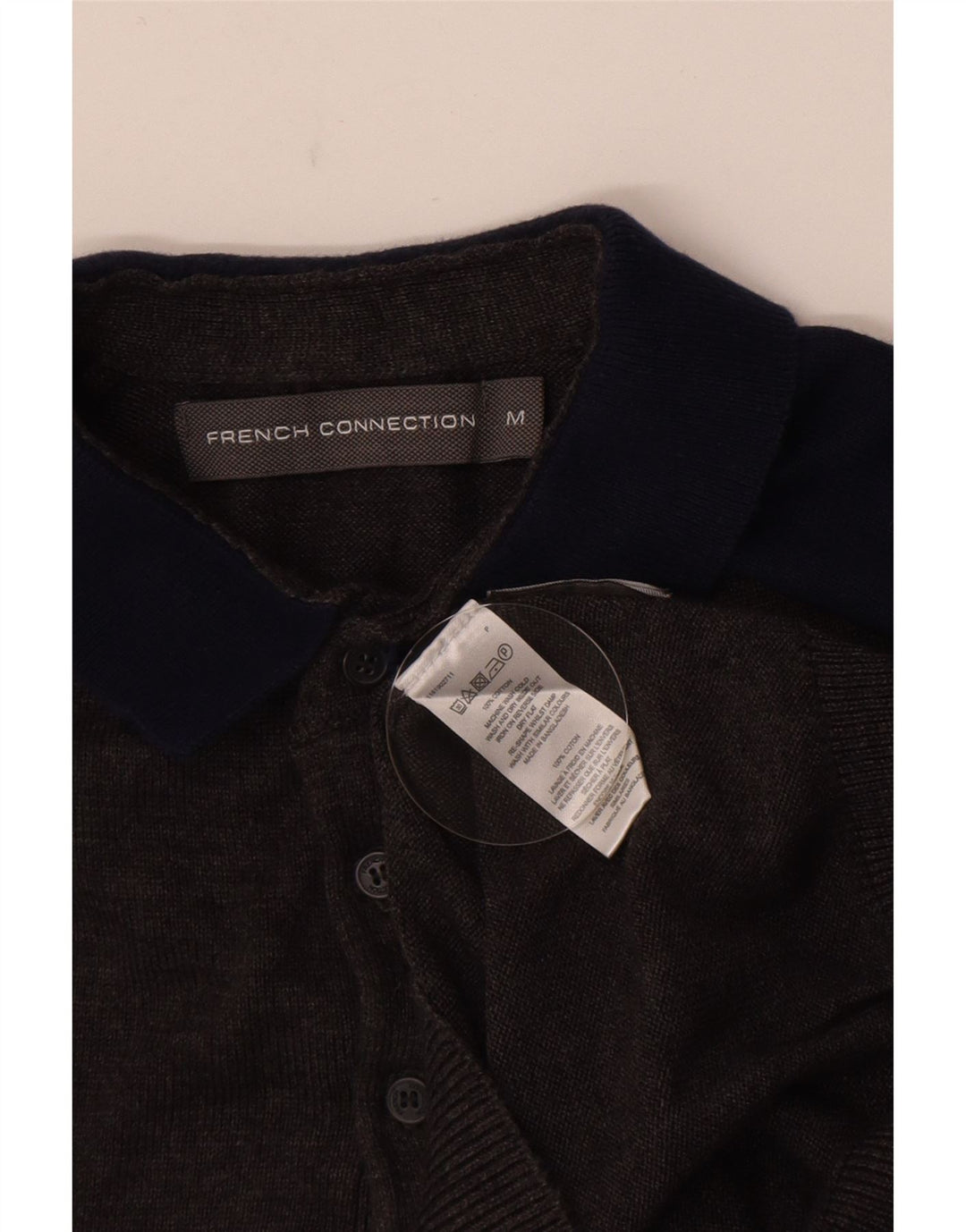 French Connection Herre Polo Neck Jumper Sweater Medium Grey Colourblock