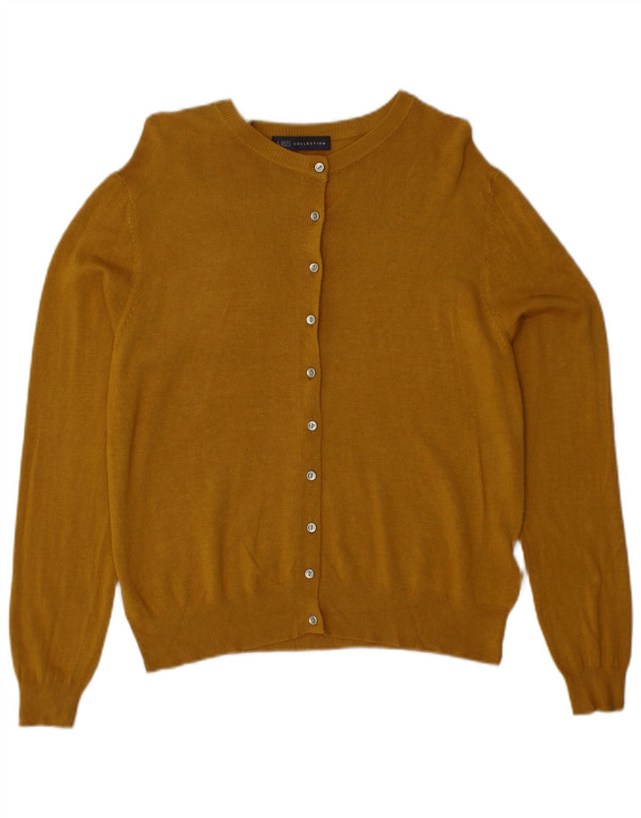 MARKS & SPENCER Maglione cardigan da donna UK 12 Viscosa giallo medio