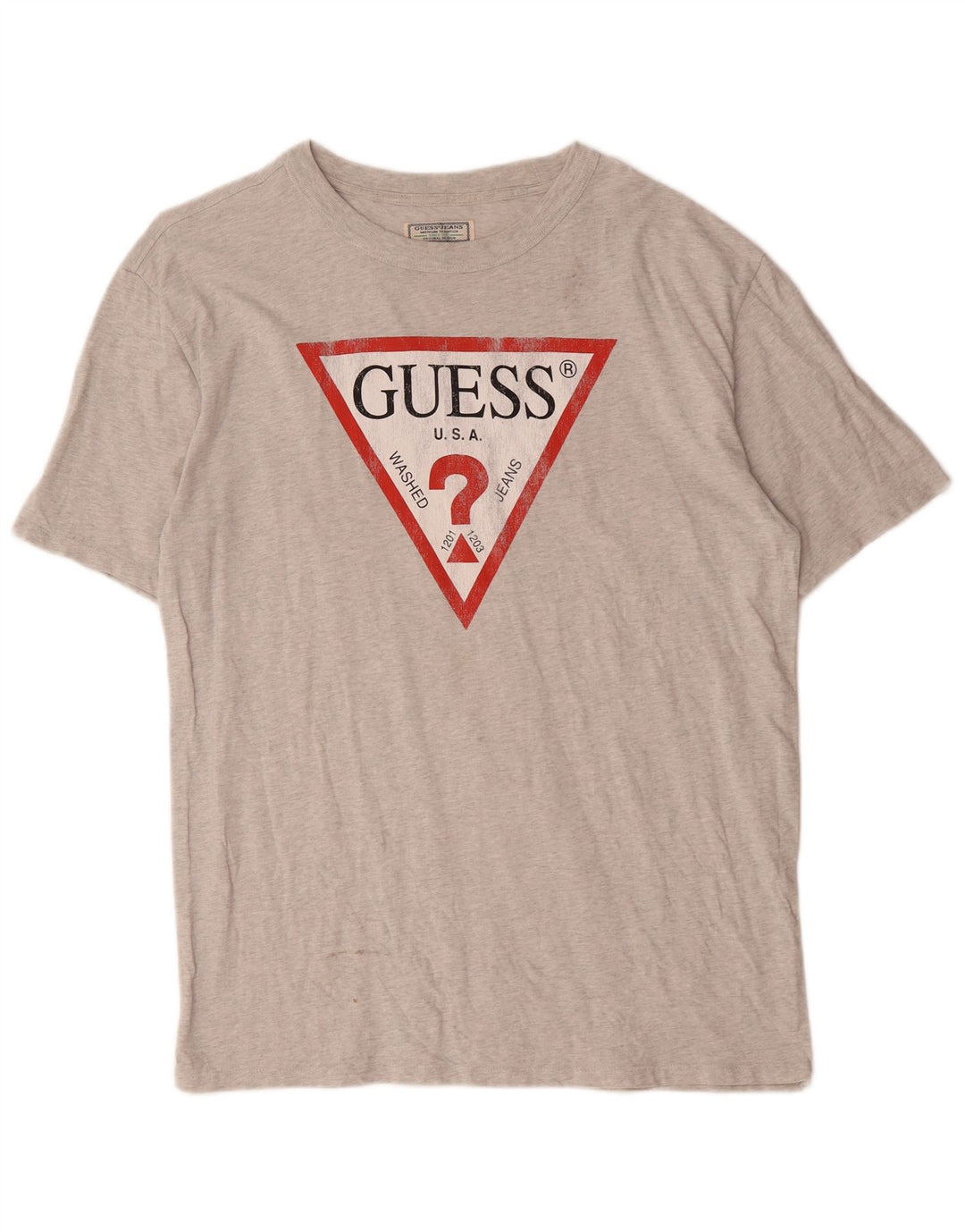 Guess Mens Graphic T-Shirt Top Large Grey Flecked Cotton