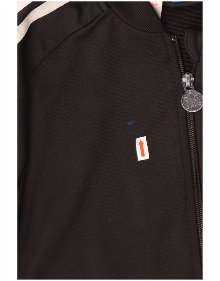 ADIDAS Boys Tracksuit Top Jacket 13-14 Years Black Polyester