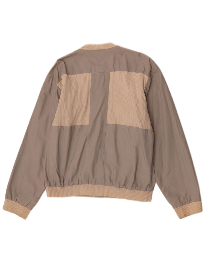 Jaqueta bomber masculina vintage UK 40 grande bloco colorido cinza