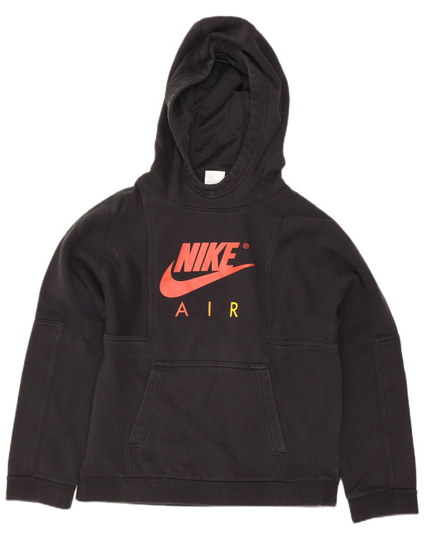 Nike Girls Graphic Hoodie Jumper 12-13 Years Large Black Sports