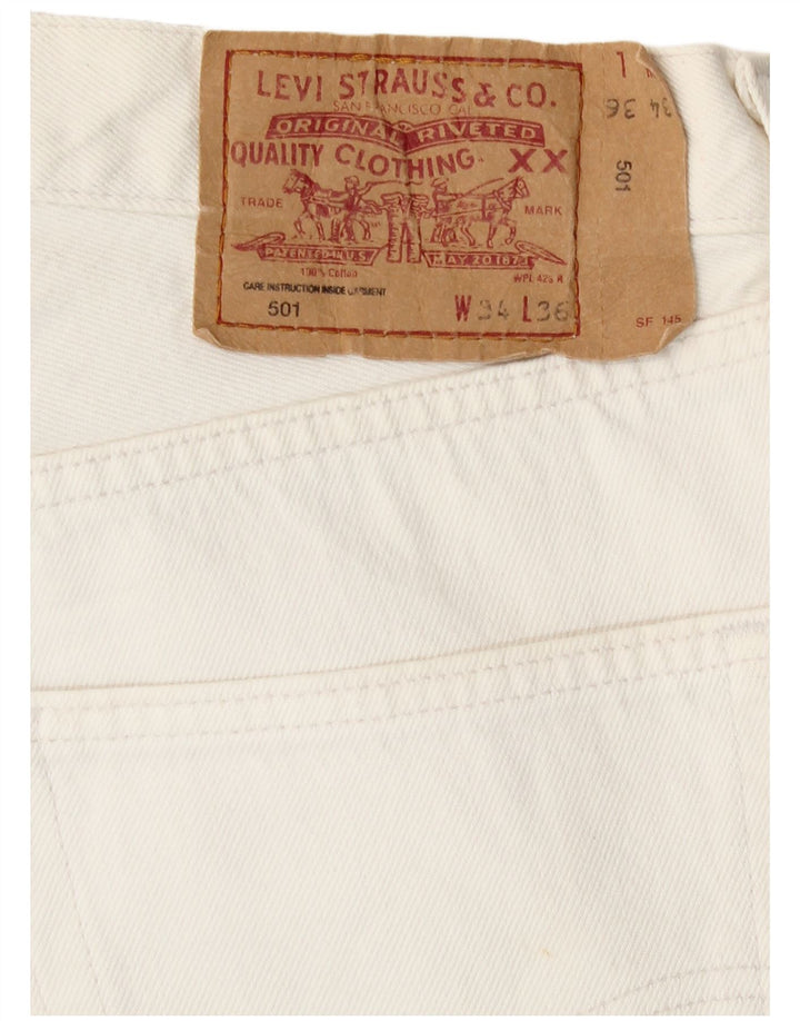 Levi's Mens 501 Straight Jeans W34 L31 White Cotton