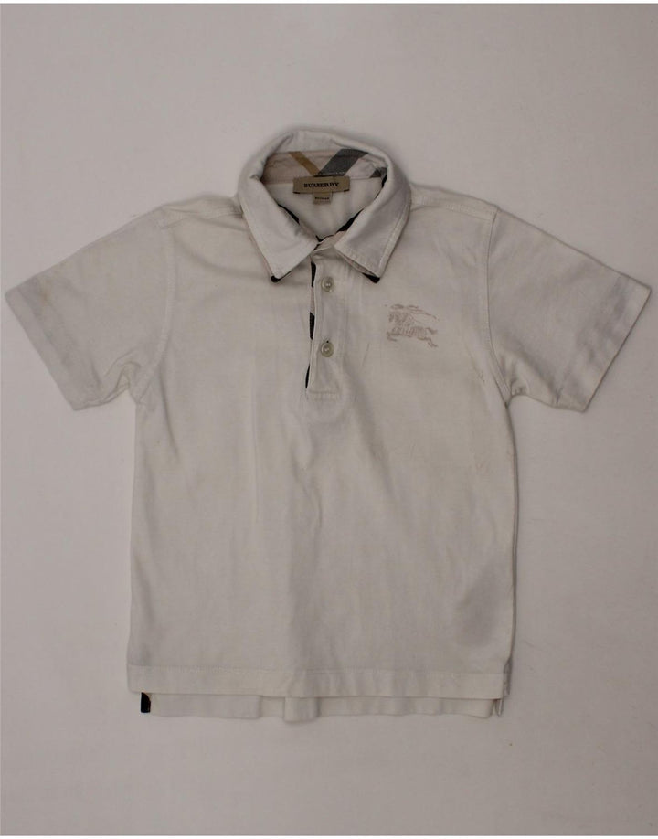 BURBERRY Boys Polo Shirt 5-6 Years White Cotton Vintage Burberry and Second-Hand Burberry from Messina Hembry 