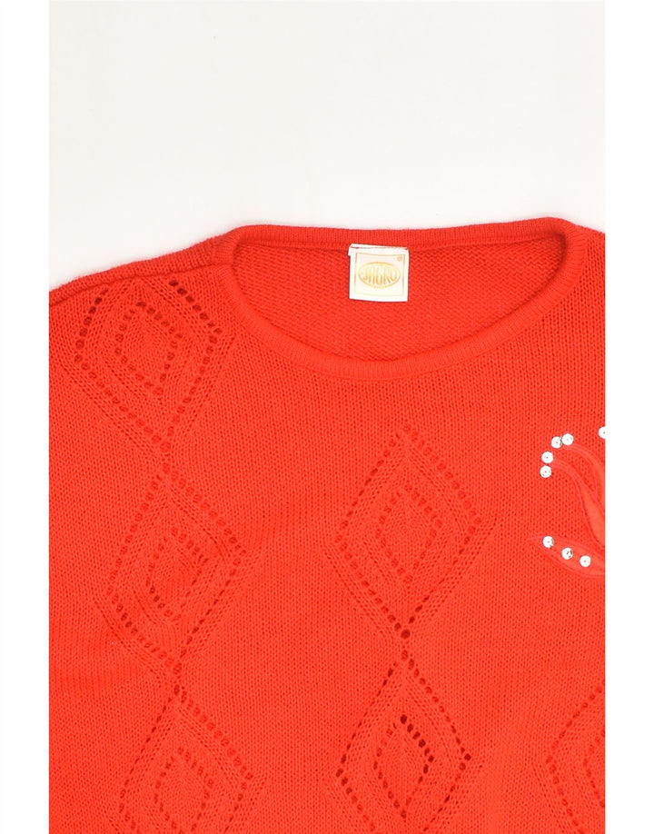 VINTAGE Womens Short Sleeve Boat Neck Jumper Sweater EU 40 Medium Red | Vintage Vintage | Thrift | Second-Hand Vintage | Used Clothing | Messina Hembry 