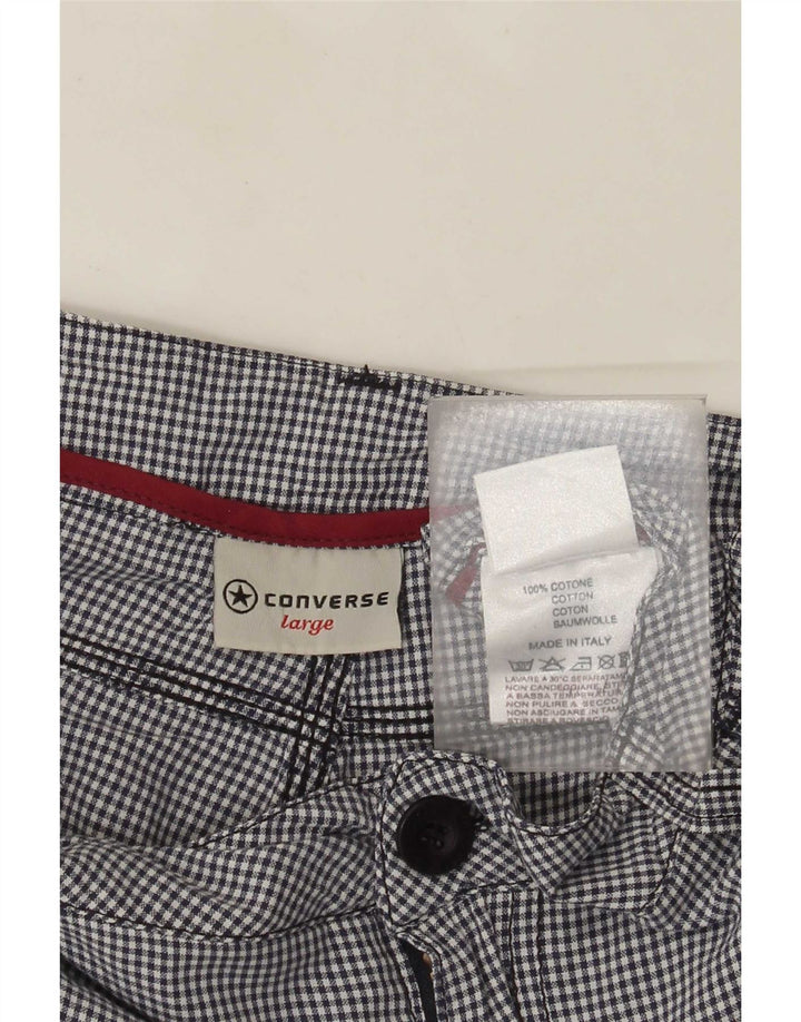 Converse Womens Casual Shorts Large W34 Navy Blue Gingham Cotton