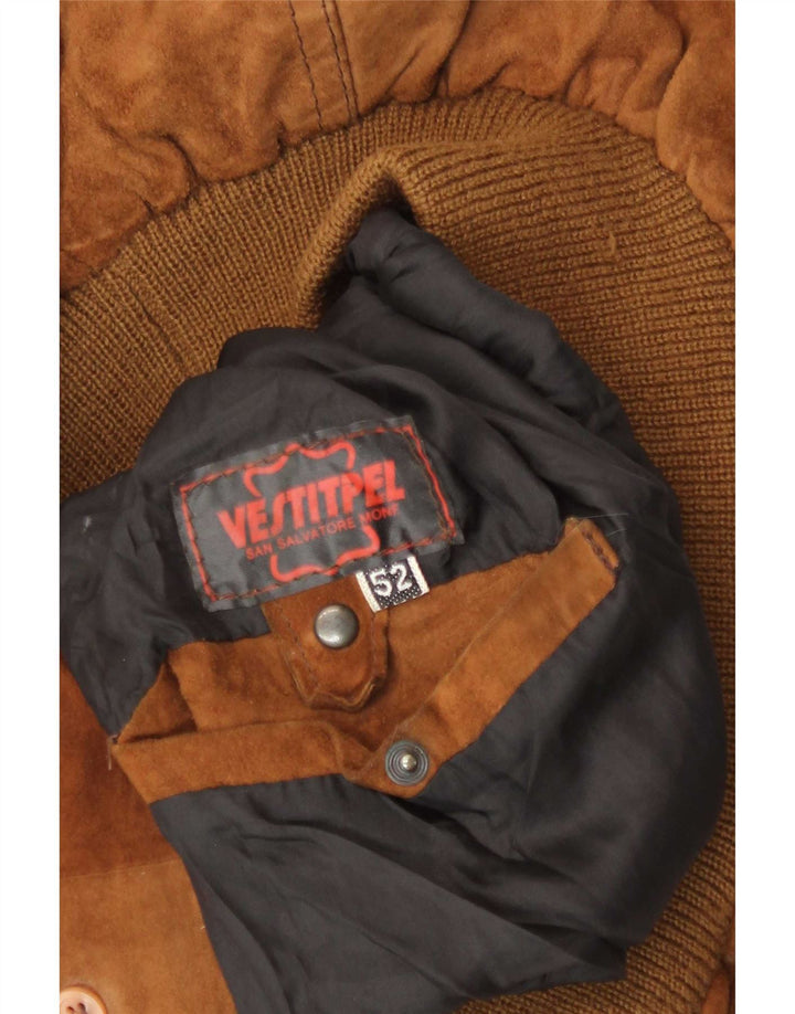 Vintage Mens Suede Bomber Jacket IT 52 XL Brown
