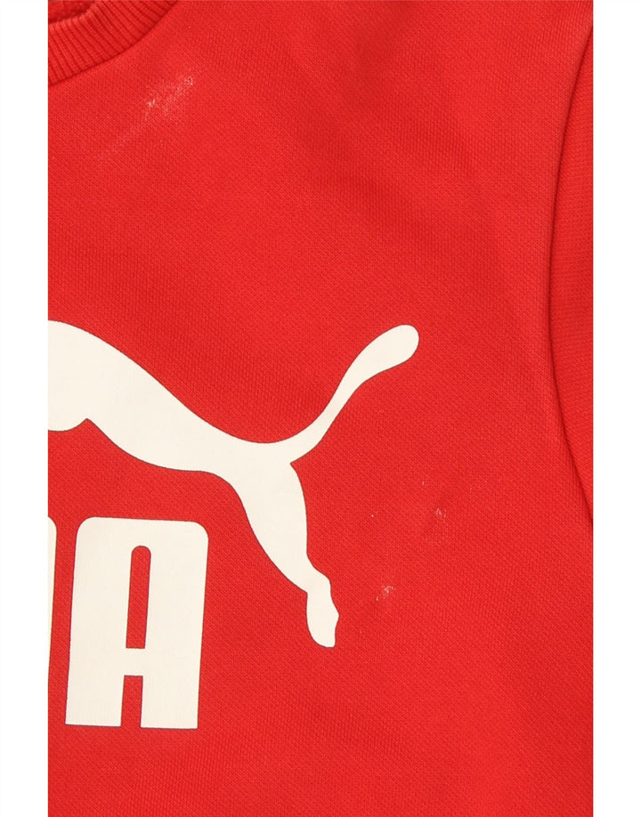 Puma Boys Graphic Sweatshirt Jumper 13-14 Years Red Cotton
