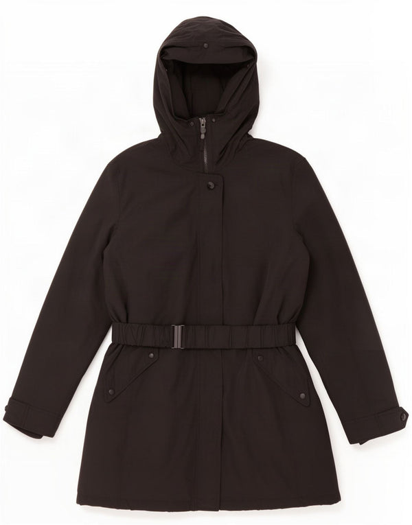 Zara Mujer Abrigo Acolchado Con Capucha ES 40 XL Algodón Negro