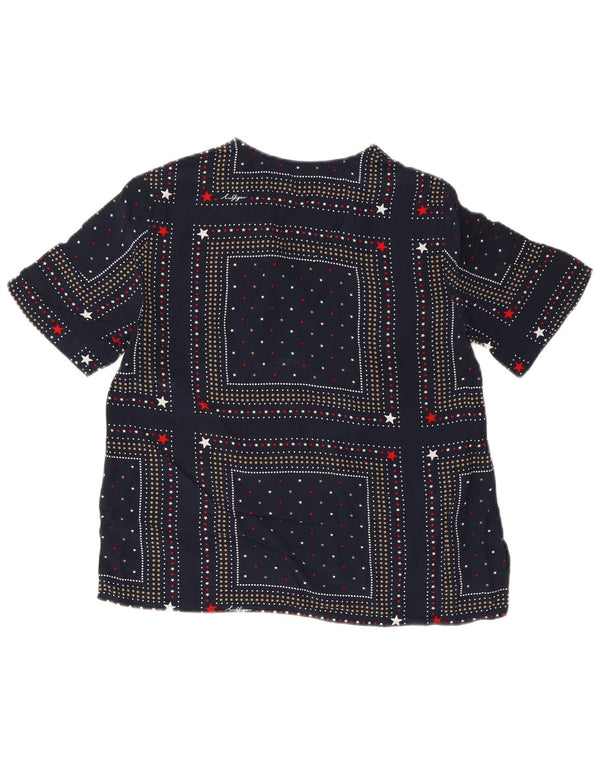 Tommy Hilfiger Damen-Blusenoberteil US 6 Medium Navy Blue Spotted