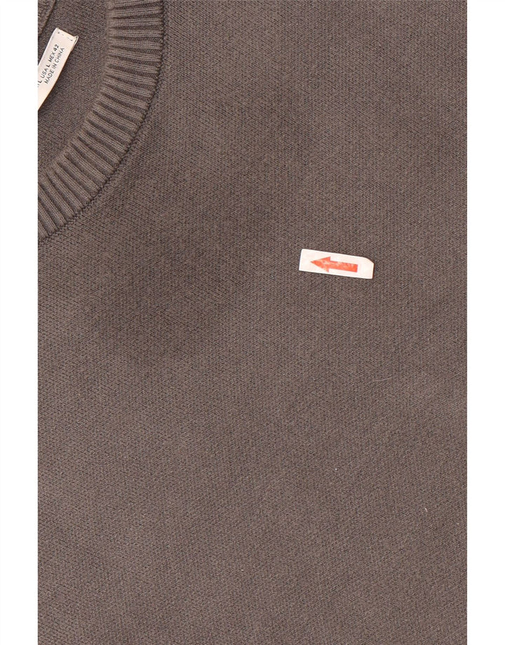 ZARA Pull à col rond pour homme Large Gris Viscose