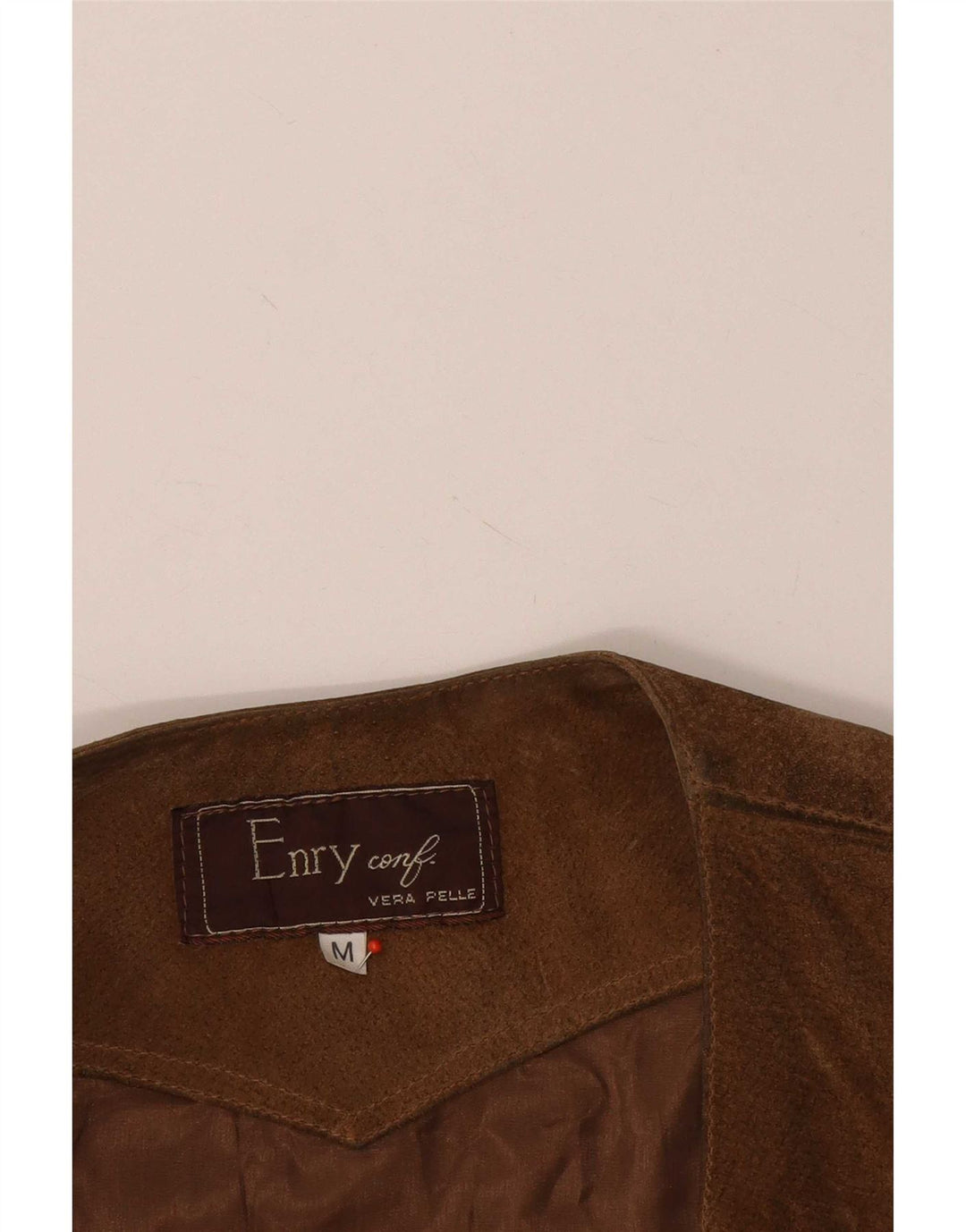 vintage Mens Suede Utility Gilet UK 38 Cuir Marron Moyen