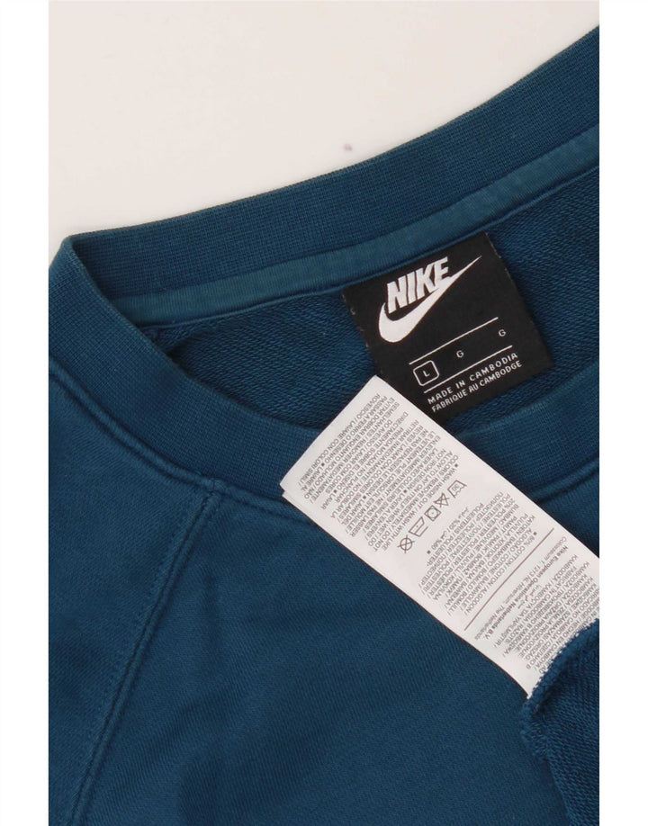 Nike Mens Graphic Sweatshirt Jumper Large Navy Blue Cotton