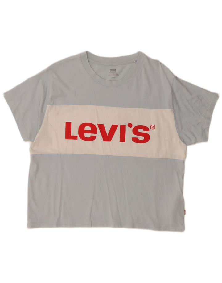LEVI'S Womens Oversized Graphic T-Shirt Top UK 10 Small Blue Colourblock