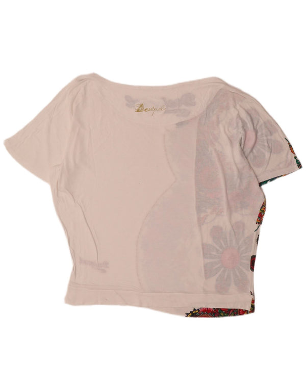 Desigual T-shirt grafica oversize da donna Top UK 16 Large White Floral