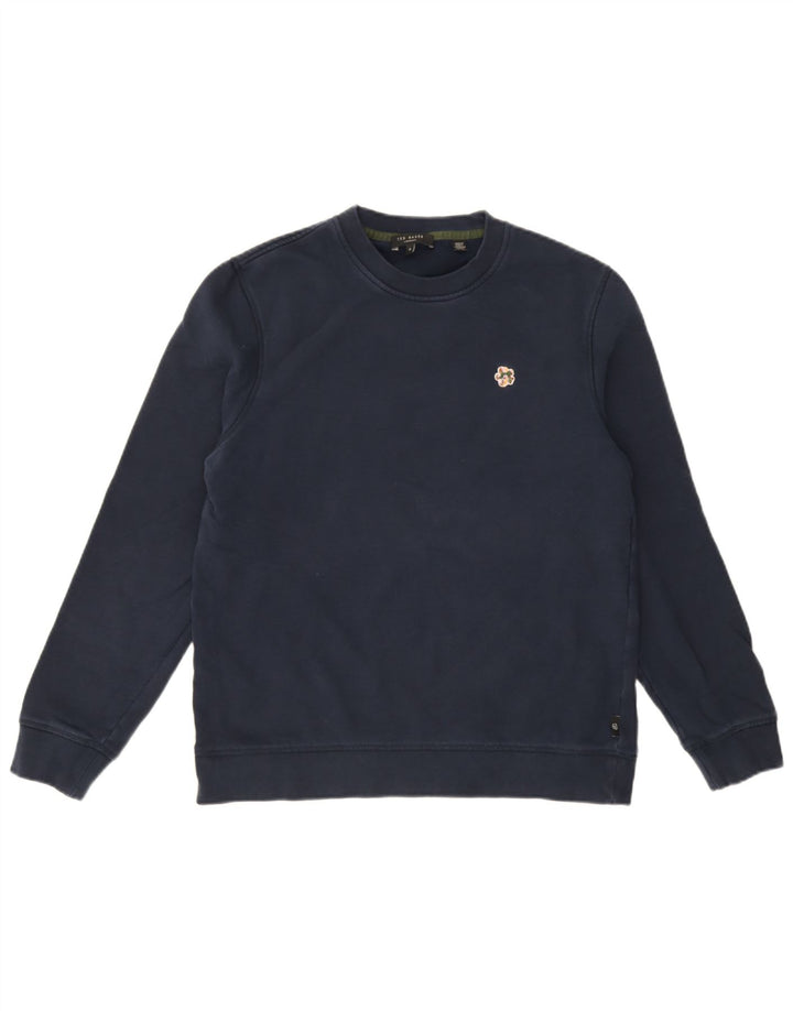 Ted Baker Mens Sweatshirt Jumper Size 3 Medium Navy Blue Cotton