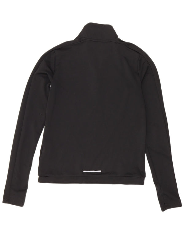 Nike Womens Dri Fit Loose Zip Neck Top Long Sleeve UK 6 XS Black Polyester