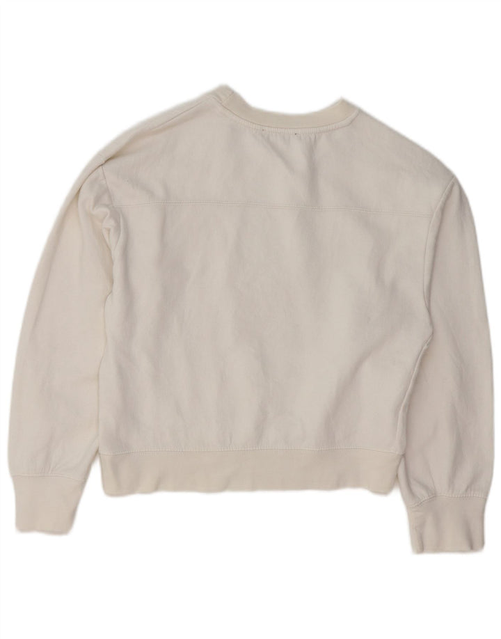 ZARA Womens Oversized Crop Sweatshirt Jumper UK 10 Small White Cotton