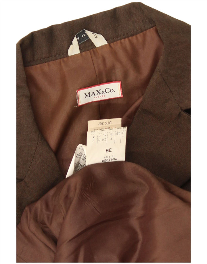 Max & Co. Damen 3-Knopf-Blazerjacke UK 6 XS Braune Viskose