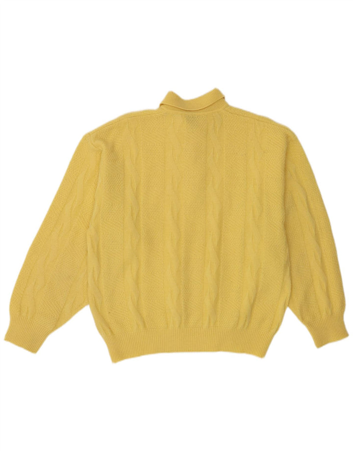 Vintage Mens Polo Neck Jumper Sweater Large Yellow Wool