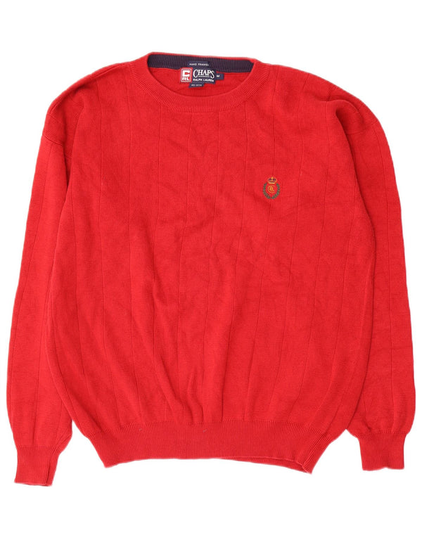 Chaps Ralph Lauren Mens Crew Neck Jumper Sweater Medium Red Cotton