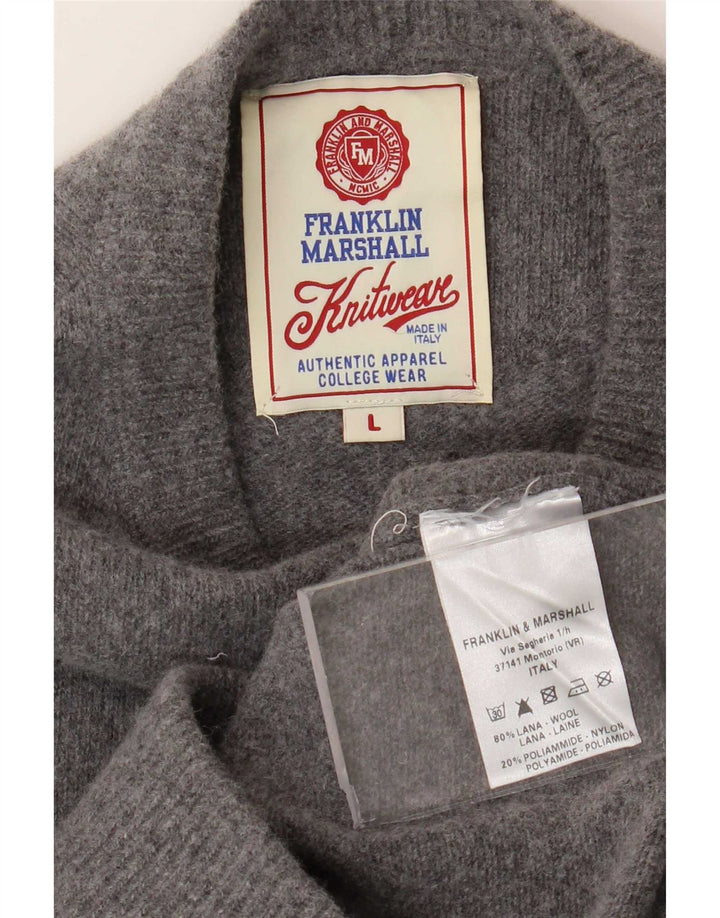 Franklin Marshall Mens Crew Neck Jumper Sweater Large Grey Wool