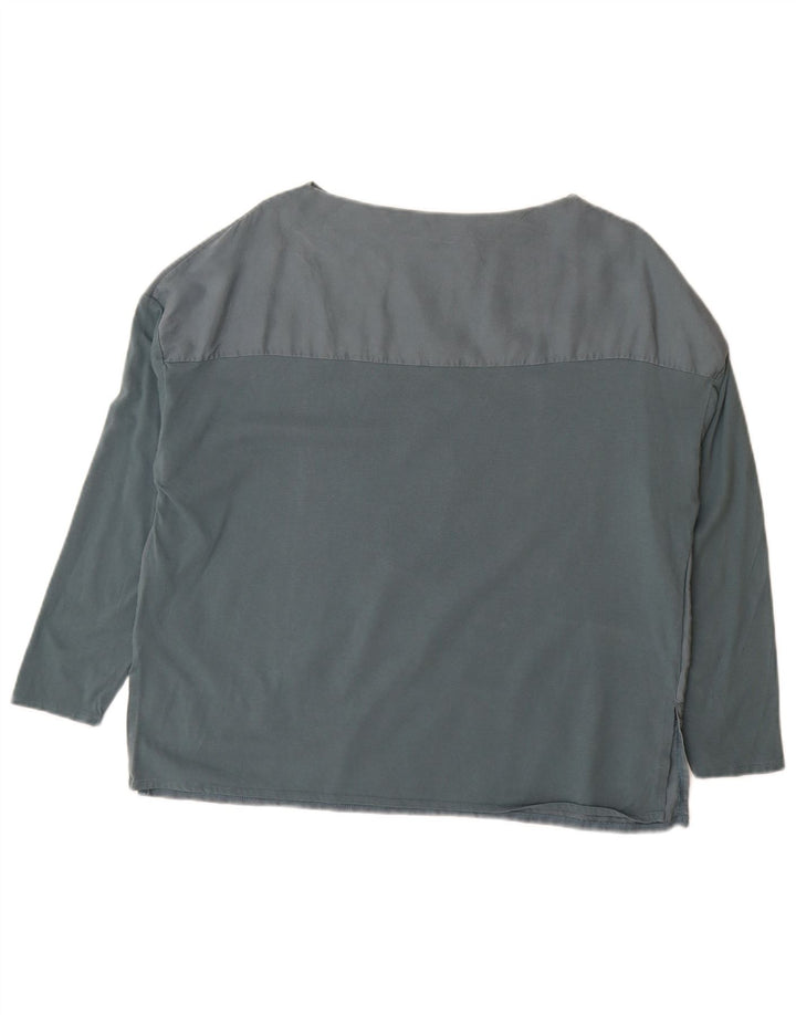 Zara Womens Oversized Blouse Top UK 10 Small Grey Colourblock Cotton