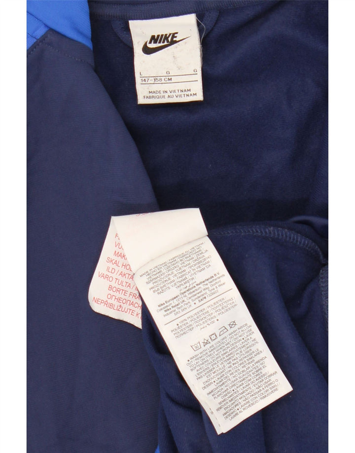 Nike Boys Tracksuit Top Jacket 12-13 Years Large Navy Blue Colourblock