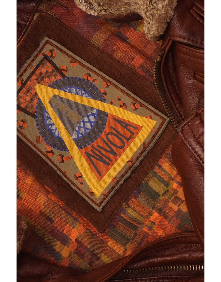 Nivola Mens Leather Coat UK 42 XL Brown