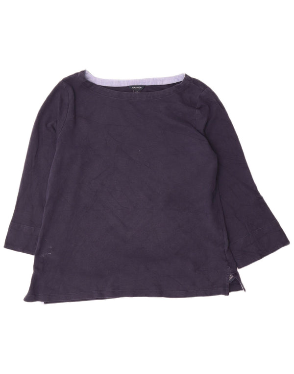 Nautica Damen-Top, 3/4-Ärmel, UK-Größe 16, Größe L, Marineblau, Baumwolle